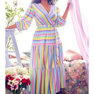 Tiered Striped Maxi Dress Size 18